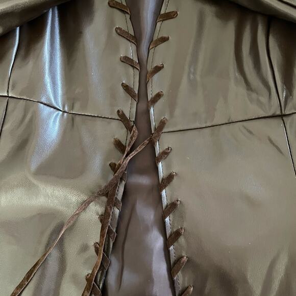 NEW To The Max Whipstitch 90s Faux Leather Longline Hourglass Boho Jacket S NWOT - Picture 14 of 16